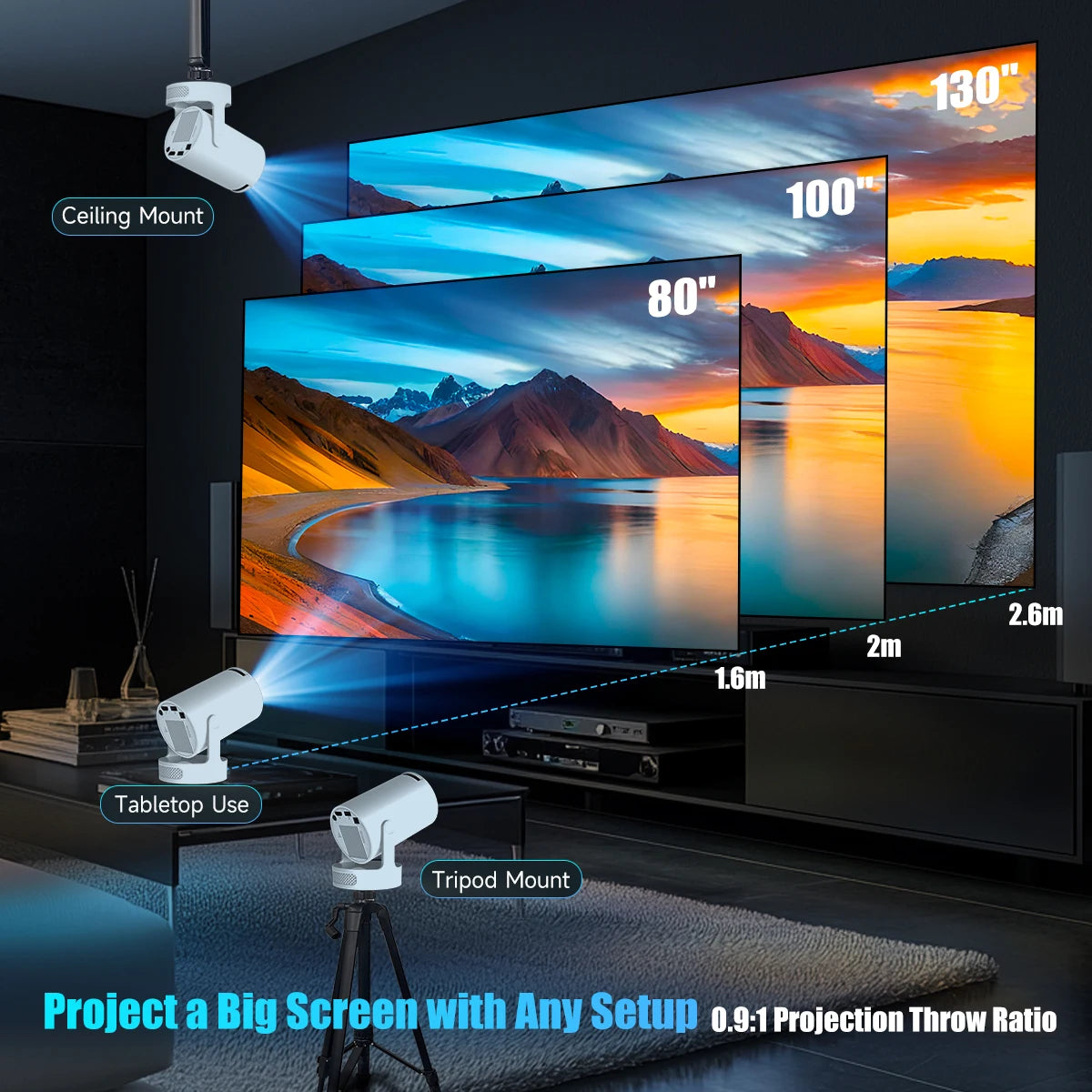 The Smart 180° Cinema Projector